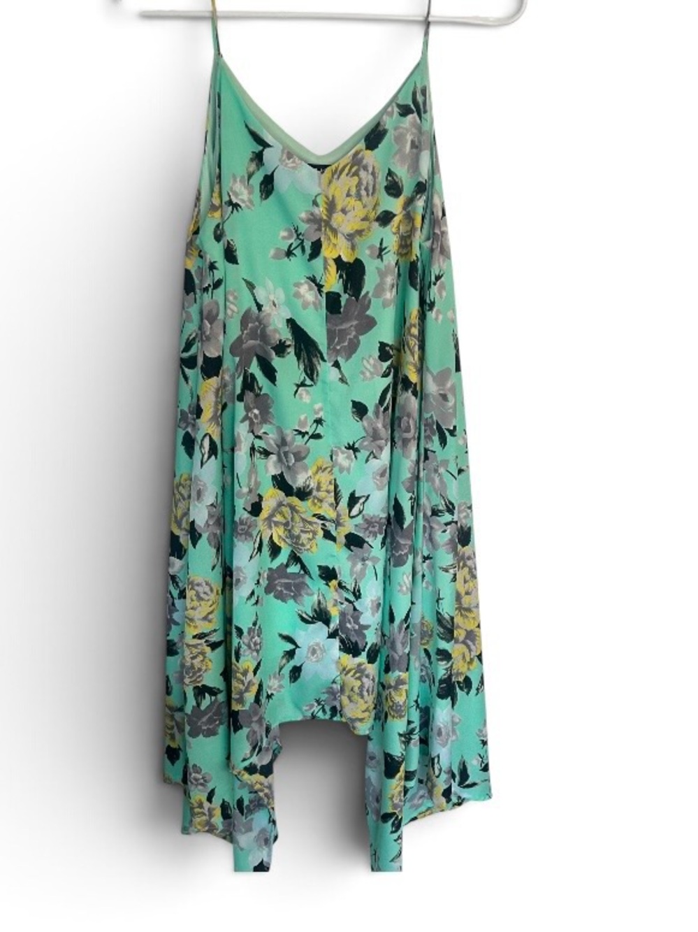 Design Lab Women’s Pastel Mint Floral
Asymmetric Handkerchief Hem Dress Size L - Picture 2 of 15